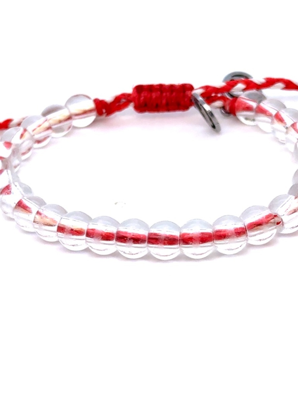 4Ocean Clear Bead Bracelet with Red/White Cord Accent
